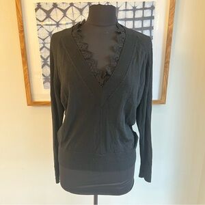 Rebecca Taylor Lace V-neck Sweater